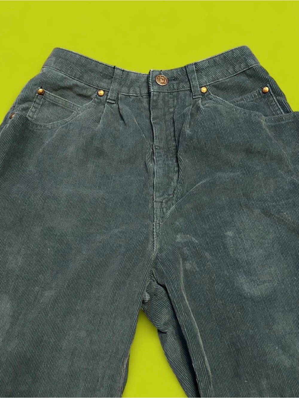 Vintage 1970’s/80’s Deep teal high waisted corduroy pants. Sasson made in Japan - Picture 2 of 8